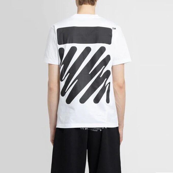 Off-White Men’ s SS22 Solid Color Cotton Zebra Printing Short Sleeve White T-Shirt
