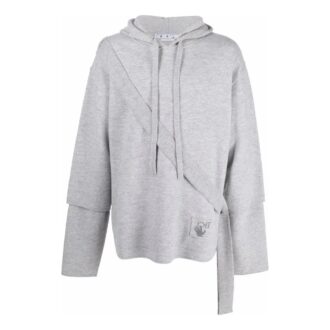Off-White Men’ s SS22 Solid Color Cozy Drawstring Hooded Long Sleeves Gray Off-White Men’ s SS22 Solid Color Cozy Drawstring Hooded Long Sleeves Gray