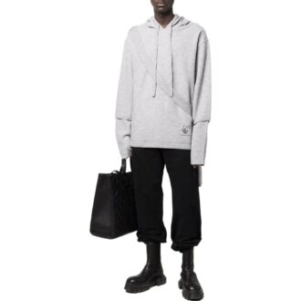Off-White Men’ s SS22 Solid Color Cozy Drawstring Hooded Long Sleeves Gray Off-White Men’ s SS22 Solid Color Cozy Drawstring Hooded Long Sleeves Gray