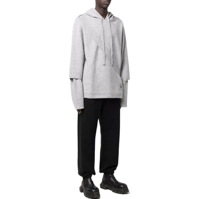 Off-White Men’ s SS22 Solid Color Cozy Drawstring Hooded Long Sleeves Gray