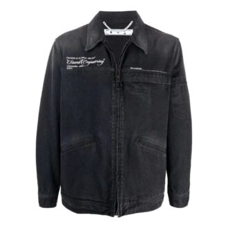 Off-White Men’ s SS22 Solid Color Denim Dark Grey Jacket