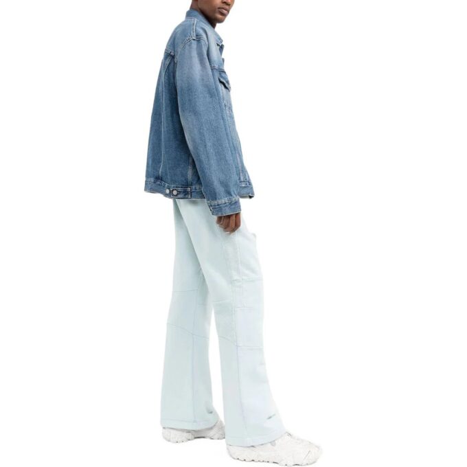 Off-White Men’ s SS22 Solid Color Drawstring Lacing Sports Pants/Trousers/Joggers Light Blue