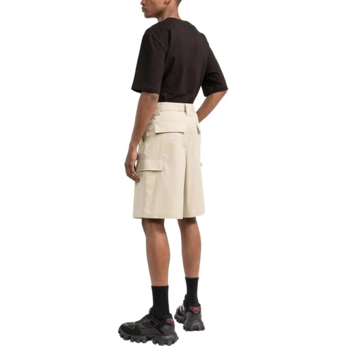 Off-White Men’ s SS22 Solid Color High Waist Minimalistic Bermuda Shorts Version Beige