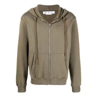 Off-White Men’ s SS22 Solid Color Hooded Zipper Autumn Green Off-White Men’ s SS22 Solid Color Hooded Zipper Autumn Green