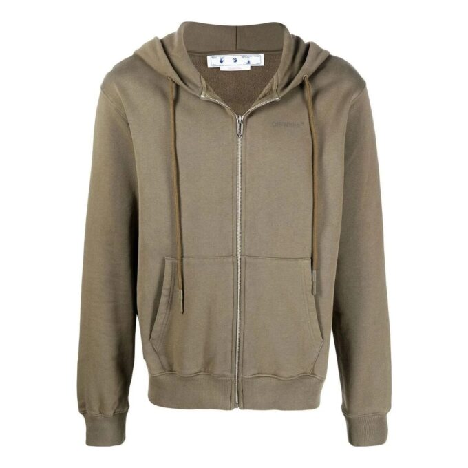 Off-White Men’ s SS22 Solid Color Hooded Zipper Autumn Green