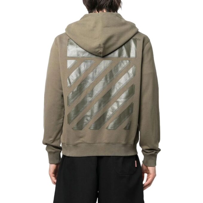 Off-White Men’ s SS22 Solid Color Hooded Zipper Autumn Green