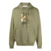 Off-White Men’ s SS22 Solid Color Illustration Printing Hooded Long Sleeves Version Green
