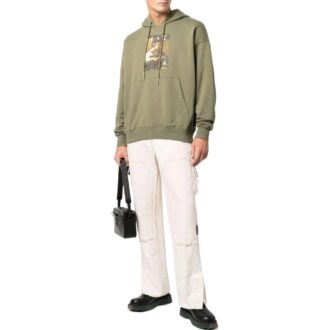 Off-White Men’ s SS22 Solid Color Illustration Printing Hooded Long Sleeves Version Green Off-White Men’ s SS22 Solid Color Illustration Printing Hooded Long Sleeves Version Green
