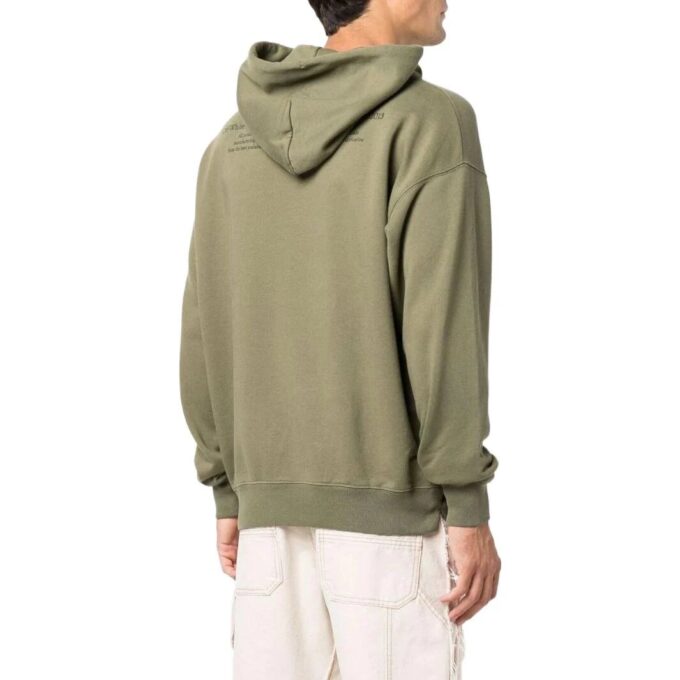 Off-White Men’ s SS22 Solid Color Illustration Printing Hooded Long Sleeves Version Green