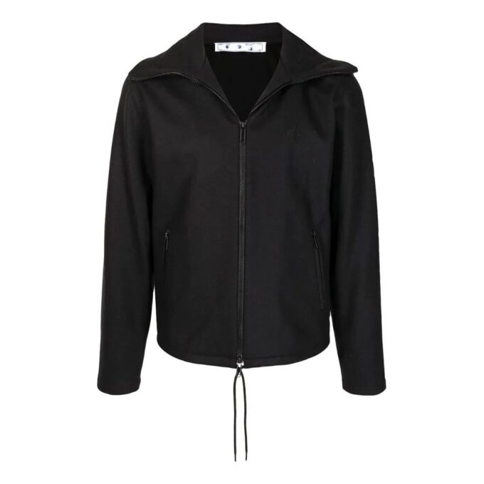 Off-White Men’ s SS22 Solid Color Logo Embroidered Lapel Version Black Jacket