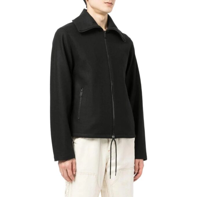 Off-White Men’ s SS22 Solid Color Logo Embroidered Lapel Version Black Jacket