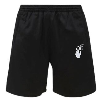 Off-White Men’ s SS22 Solid Color Logo Printing Elastic Waistband Straight Shorts Ordinary Version Black Off-White Men’ s SS22 Solid Color Logo Printing Elastic Waistband Straight Shorts Ordinary Version Black