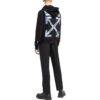Off-White Men’ s SS22 Solid Color Logo Printing Hooded Long Sleeves Black