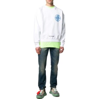 Off-White Men’ s SS22 Solid Color Logo Printing Round Neck Pullover Version White Off-White Men’ s SS22 Solid Color Logo Printing Round Neck Pullover Version White