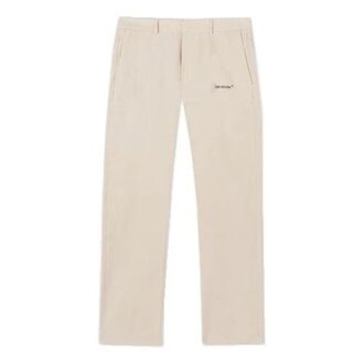 Off-White Men’ s SS22 Solid Color Logo Printing Straight Casual Pants/Trousers Beige Off-White Men’ s SS22 Solid Color Logo Printing Straight Casual Pants/Trousers Beige
