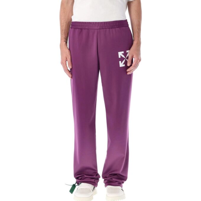 Off-White Men’ s SS22 Solid Color Logo Printing Straight-Leg Casual Pants/Trousers Loose Fit Purple