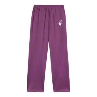 Off-White Men’ s SS22 Solid Color Logo Printing Straight Sports Pants/Trousers/Joggers Loose Fit Purple Off-White Men’ s SS22 Solid Color Logo Printing Straight Sports Pants/Trousers/Joggers Loose Fit Purple