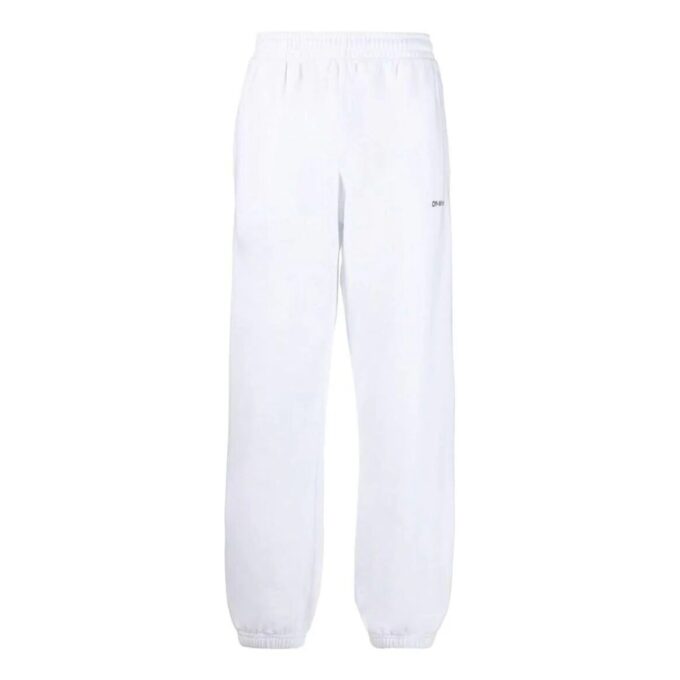 Off-White Men’ s SS22 Solid Color Logo Printing Stripe Sports Pants/Trousers/Joggers Version White
