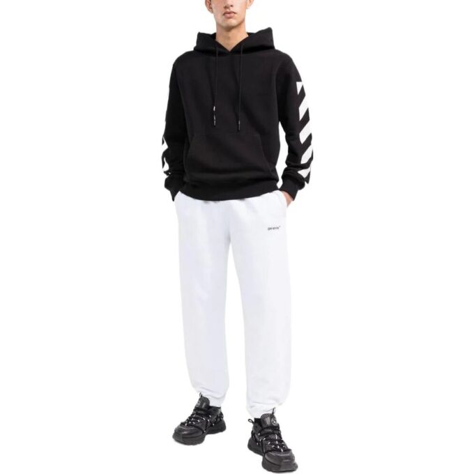 Off-White Men’ s SS22 Solid Color Logo Printing Stripe Sports Pants/Trousers/Joggers Version White