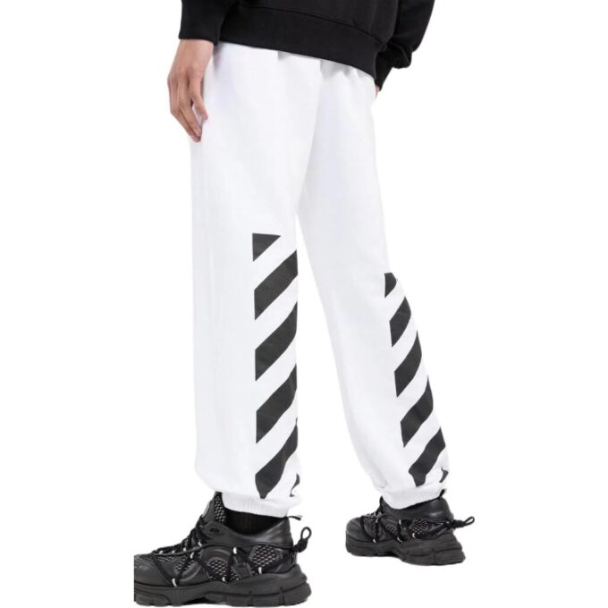 Off-White Men’ s SS22 Solid Color Logo Printing Stripe Sports Pants/Trousers/Joggers Version White