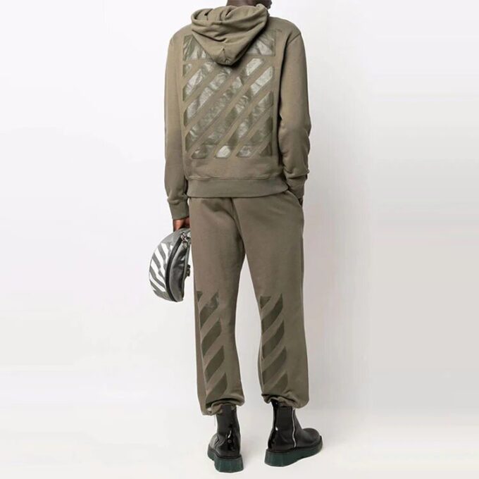 Off-White Men’ s SS22 Solid Color Loose Casual Long Pants/Trousers Green