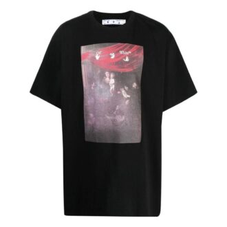 Off-White Men’ s SS22 Solid Color Pattern Printing Short Sleeve Version Black T-Shirt Off-White Men’ s SS22 Solid Color Pattern Printing Short Sleeve Version Black T-Shirt