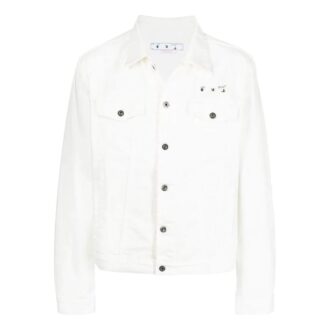 Off-White Men’ s SS22 Solid Color Printing Long Sleeves Denim Version White Jacket Off-White Men’ s SS22 Solid Color Printing Long Sleeves Denim Version White Jacket