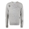 Off-White Men’ s SS22 Solid Color Round Neck Pullover Long Sleeves Wool Sweater Gray