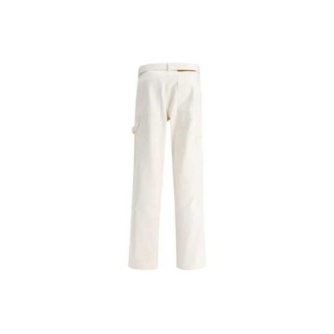 Off-White Men’ s SS22 Solid Color Straight Casual Pants/Trousers White