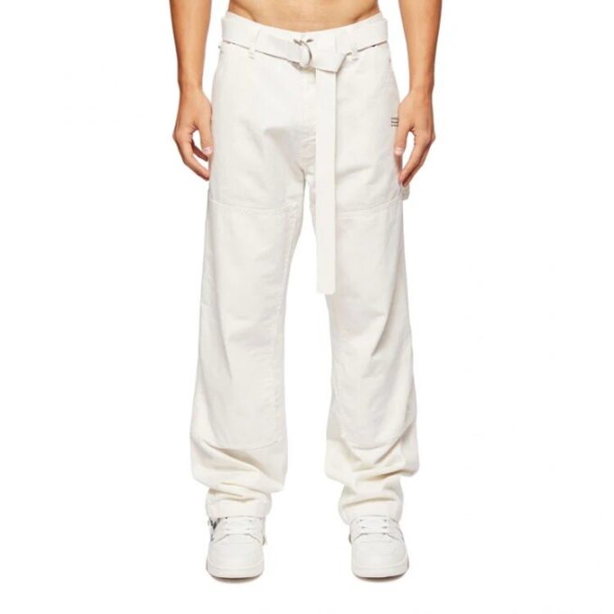 Off-White Men’ s SS22 Solid Color Straight Casual Pants/Trousers White