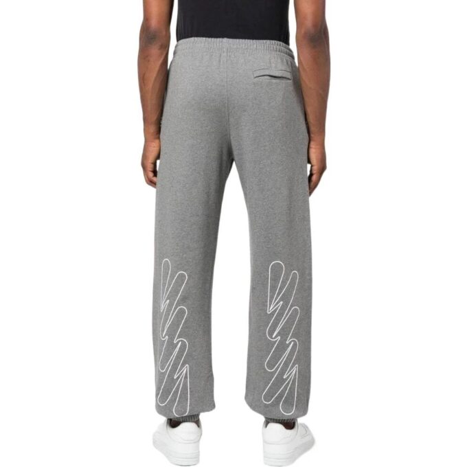 Off-White Men’ s SS22 Solid Color Stripe Drawstring Sports Pants/Trousers/Joggers Loose Fit Gray