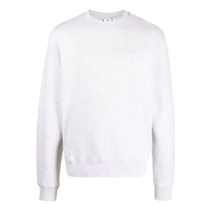 Off-White Men’ s SS22 Solid Color Stripe Printing Round Neck Long Sleeves Version White