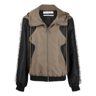 Off-White Men’ s SS22 Splicing Contrasting Colors Casual Hooded Jacket Version Khaki Off-White Men’ s SS22 Splicing Contrasting Colors Casual Hooded Jacket Version Khaki