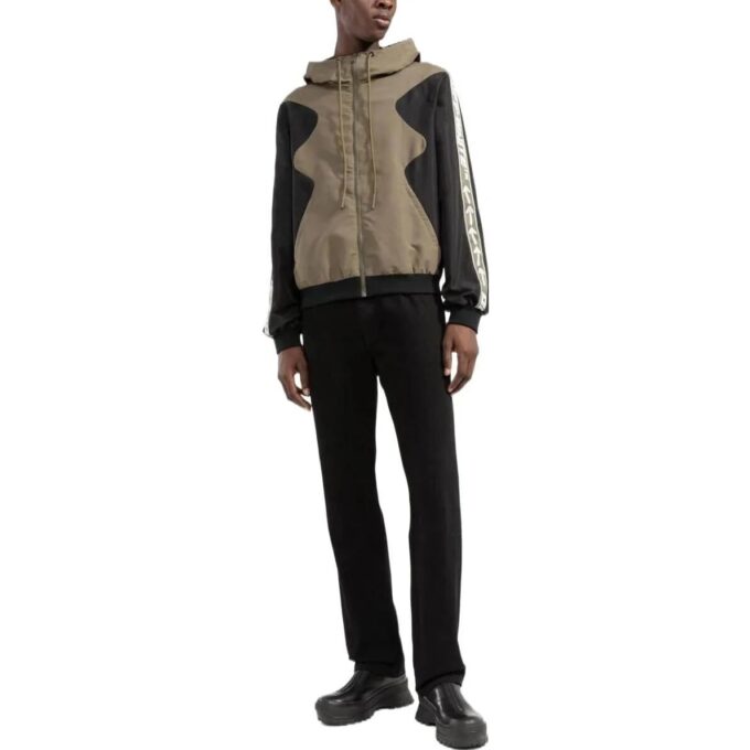 Off-White Men’ s SS22 Splicing Contrasting Colors Casual Hooded Jacket Version Khaki
