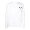 Off-White Men’ s SS22 Stripe Logo Printing Pullover Round Neck Long Sleeves White T-Shirt