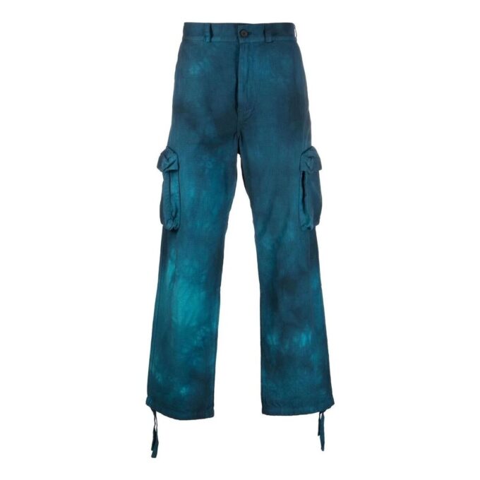 Off-White Men’ s SS22 Tie Dye Cargo Casual Long Pants/Trousers Blue