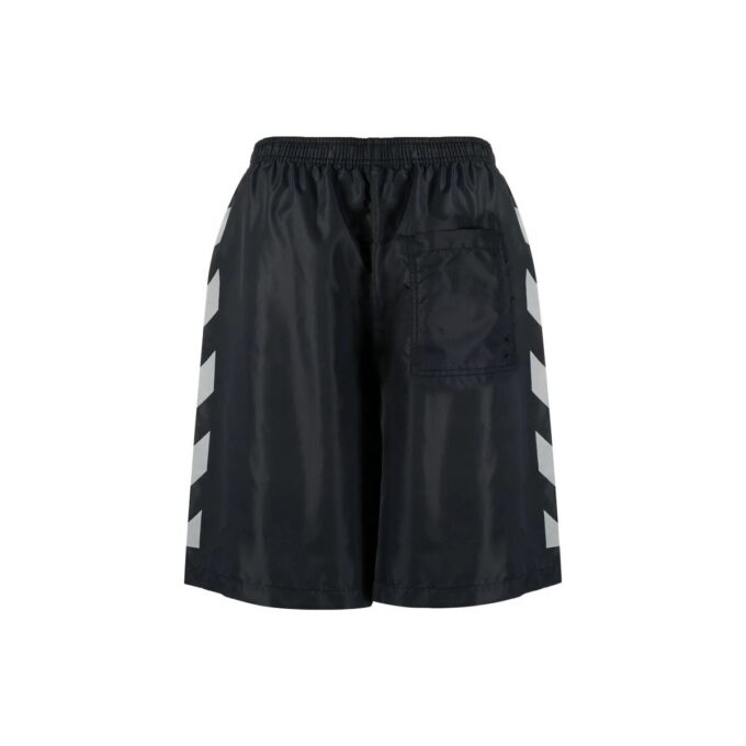 Off-White Men’ s SS22 Twill Printing Elastic Waistband Straight Shorts Ordinary Version Black