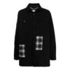 Off-White Men’ s SS22 Version Logo Printing Plaid Pocket Lapel Jacket Black