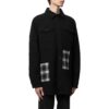 Off-White Men’ s SS22 Version Logo Printing Plaid Pocket Lapel Jacket Black