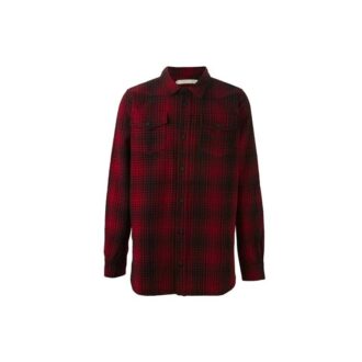 Off-White Men’ s Stripe Plaid Red Shirt Off-White Men’ s Stripe Plaid Red Shirt