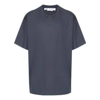 Off-White Men’ s Stripe Printing Short Sleeve Loose Fit Navy Blue T-Shirt Off-White Men’ s Stripe Printing Short Sleeve Loose Fit Navy Blue T-Shirt