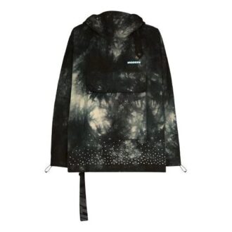 Off-White Men’ s Tie Dye Crystal Pullover Hooded Jacket Loose Fit Black