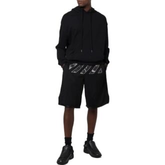 Off-White Men’ s Twill Printing Pants Waist Straight Shorts Black