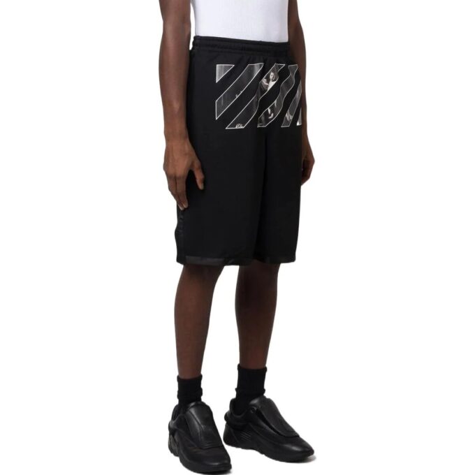 Off-White Men’ s Twill Printing Pants Waist Straight Shorts Black