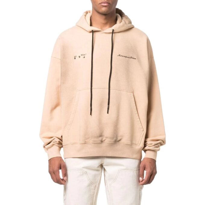 Off-White Men’ s x Mercedes-Benz Mercedes Benz Crossover SS22 Solid Color Hooded Pullover Long Sleeves Beige