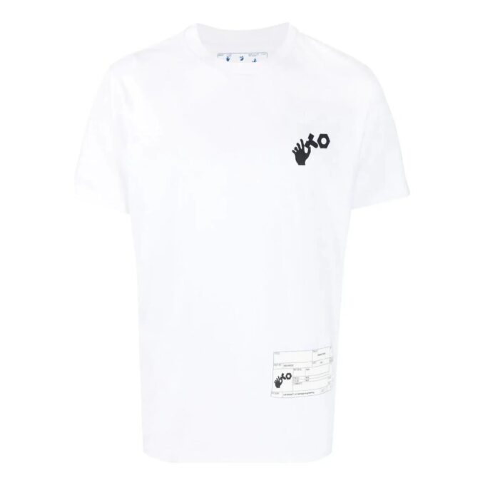 Off-White Men’ s x Teenage Engineering Crossover Logo Printing Short Sleeve White T-Shirt