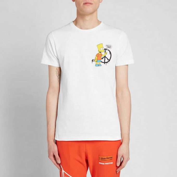 Off-White Men’ s x The Simpsons/ The Simpsons Crossover Printing Short Sleeve Ordinary Version White T-Shirt