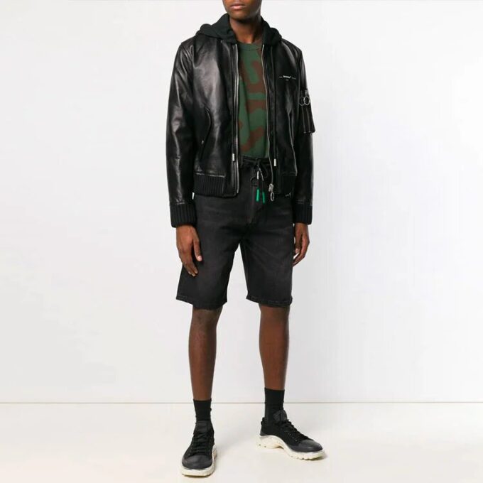 Off-White Men’ s Zipper Ordinary Version Black Shorts