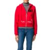 Off-White Micro Mark Hooded Casual Zipper Hoodie Jacket Loose Fit Red