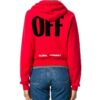 Off-White Micro Mark Hooded Casual Zipper Hoodie Jacket Loose Fit Red